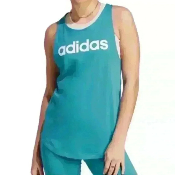 adidas Women's Essentials Loose Logo Tank Top - Blue - Picture 2 of 5